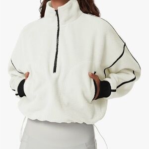 Cozy White Quarter-Zip Fleece Pullover
